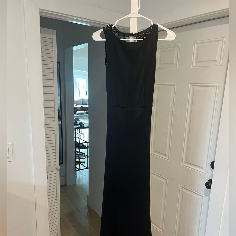 Black gown with lace backless detailing